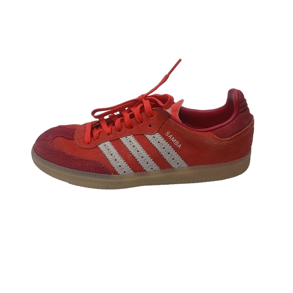 Adidas Samba OG Sneakers Kids Size 3 Red Suede White Stripes Gum Sole AJS3528